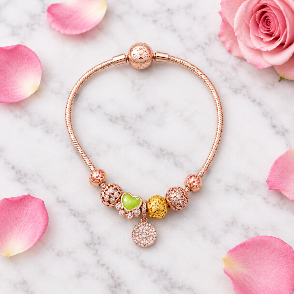 925 Silver Rose Gold Italian Pandora Girls Bracelet