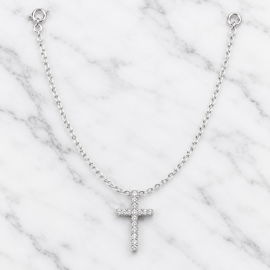 925 Silver Italian Cross Pendant Chain