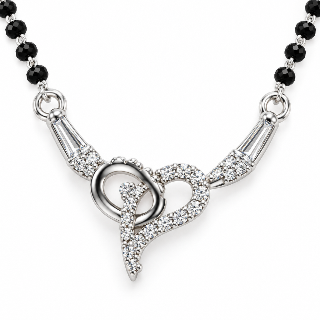 925 Italian Silver Swirl Heart Mangalsutra