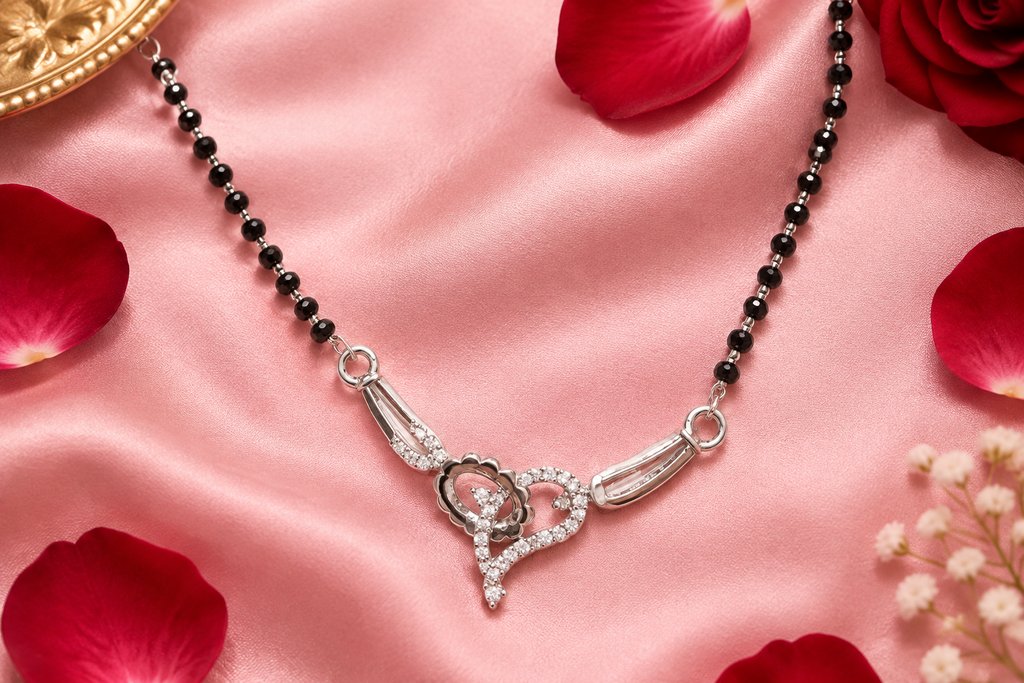925 Italian Silver Swirl Heart Mangalsutra