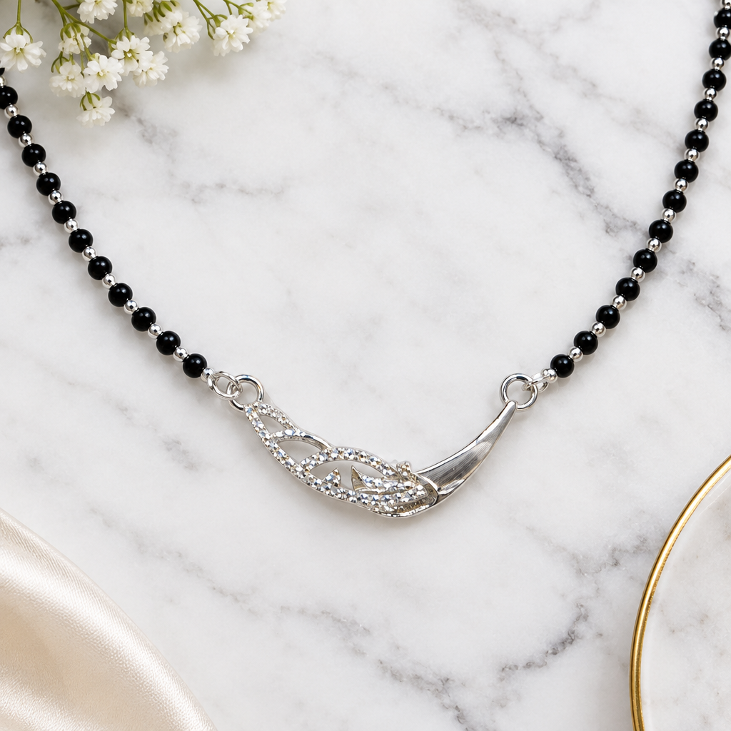 925 Italian Silver Leaf Bar Mangalsutra