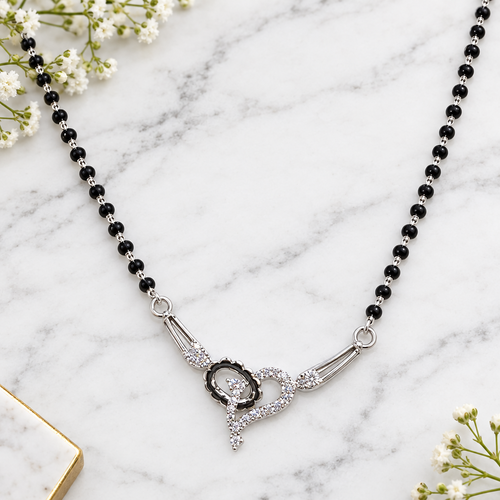 925 Italian Silver Swirl Heart Mangalsutra