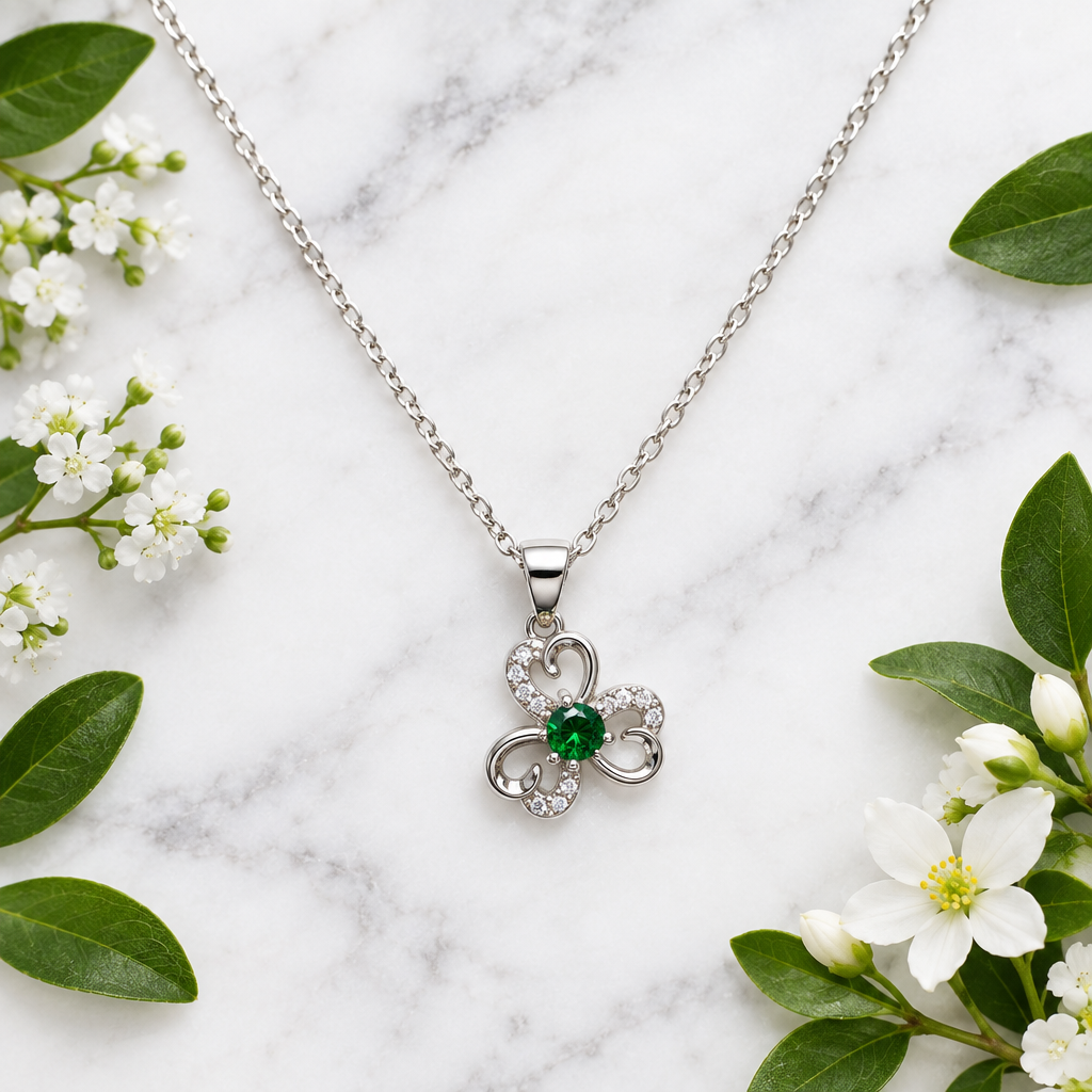 925 Silver Italian Butterfly Flower Pendant Chain