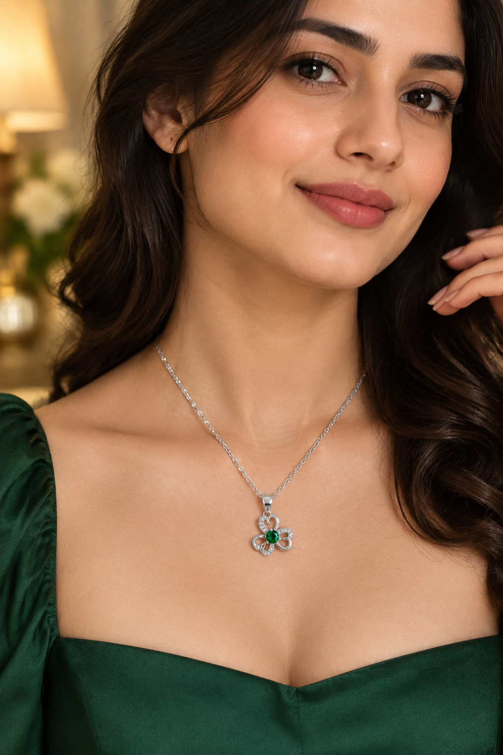 925 Silver Italian Butterfly Flower Pendant Chain