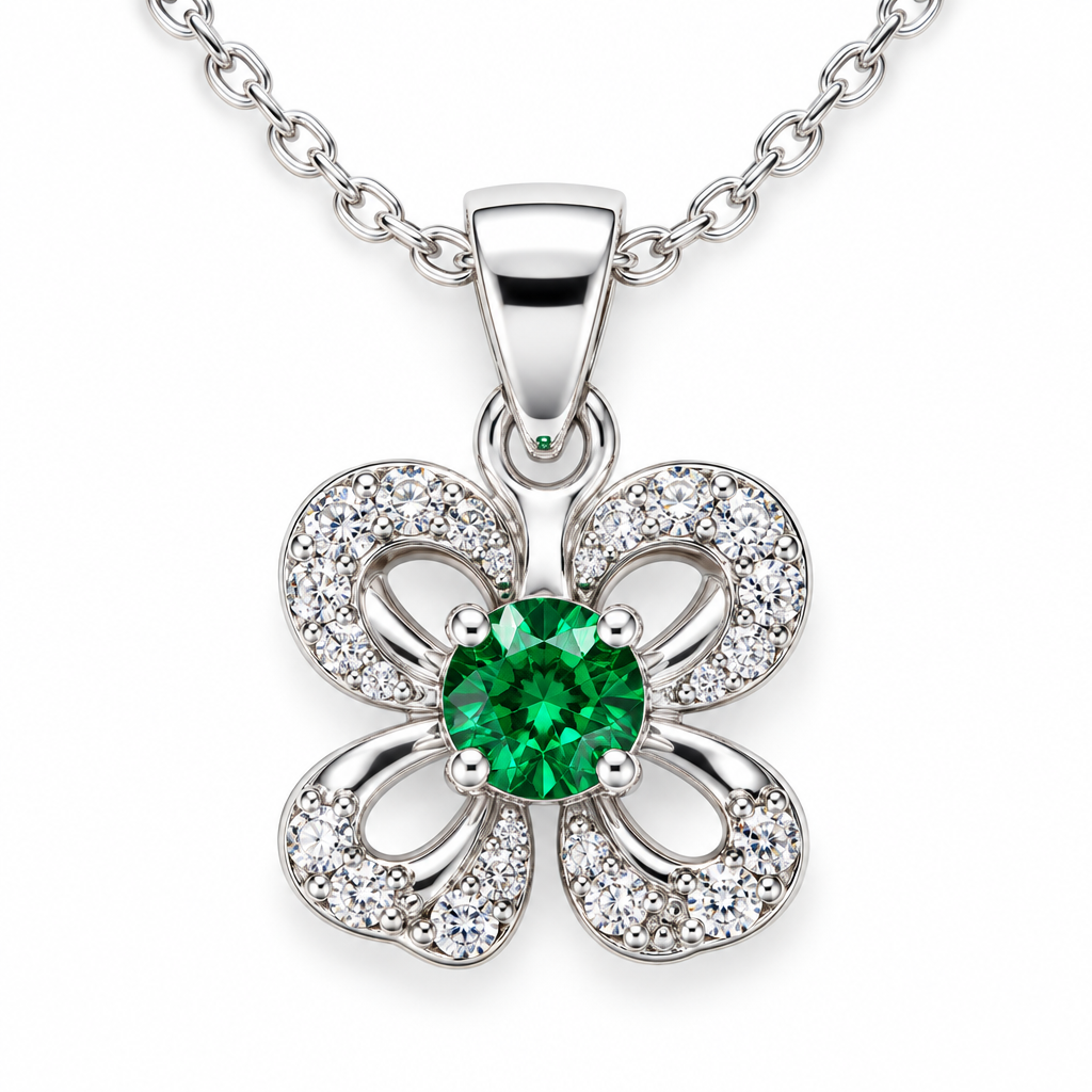925 Silver Italian Butterfly Flower Pendant Chain