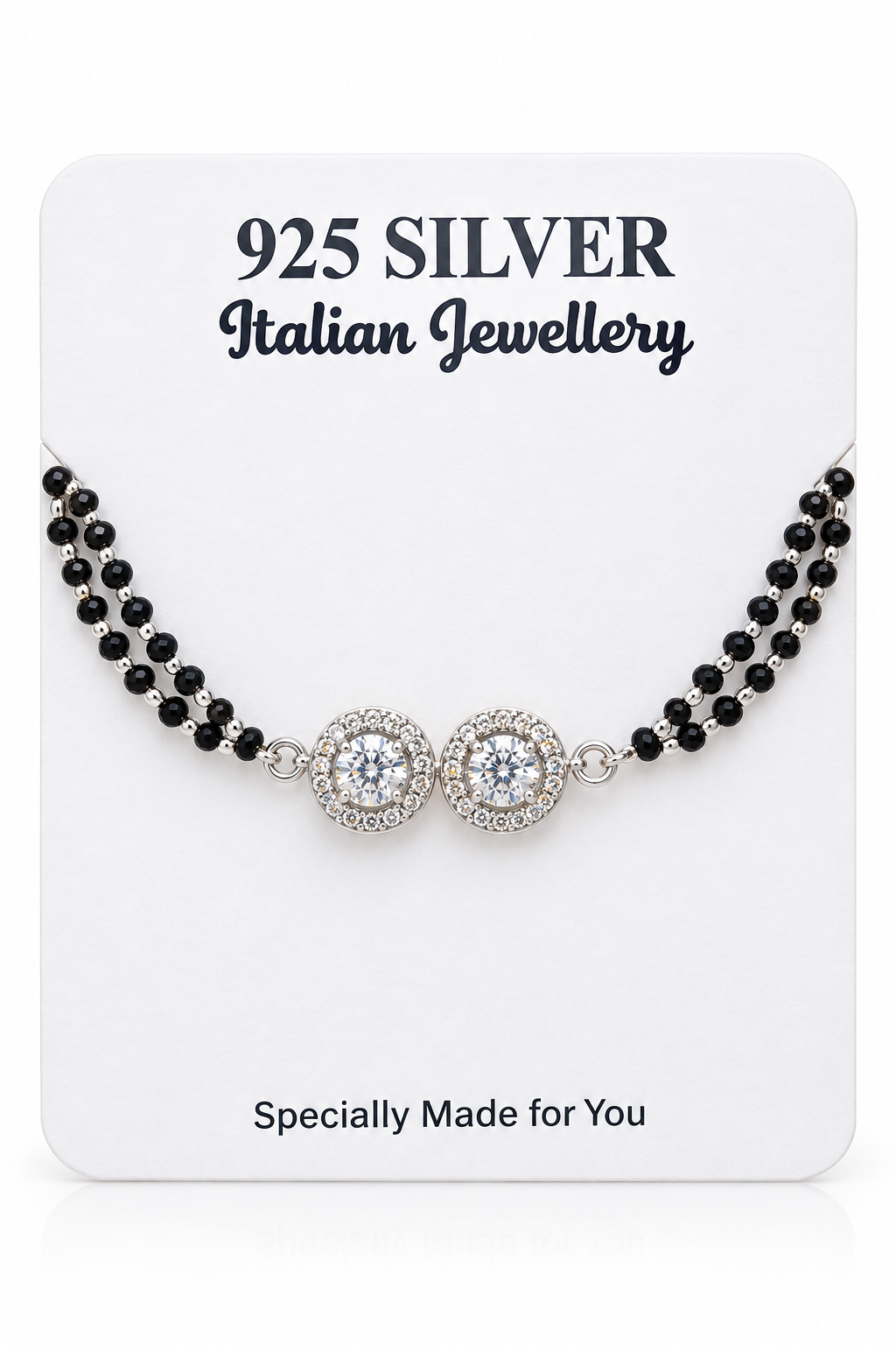 925 Italian Silver Double CZ Halo Mangalsutra