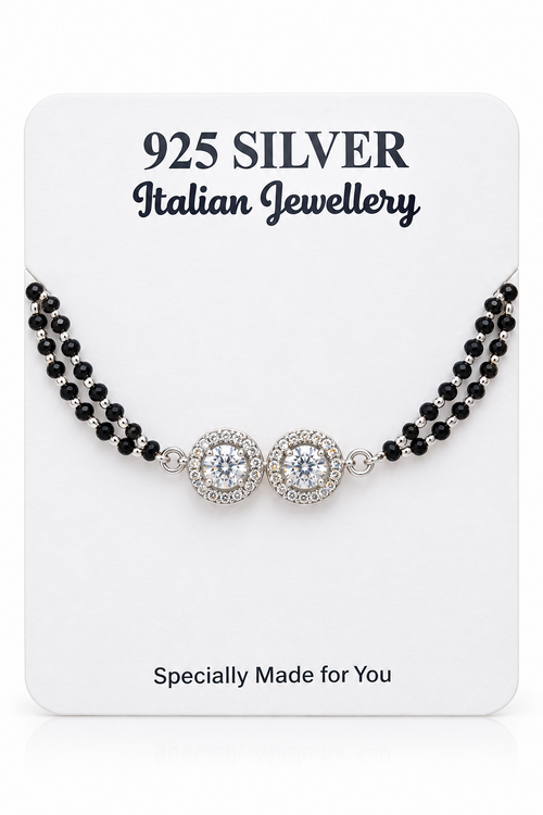 925 Italian Silver Double CZ Halo Mangalsutra