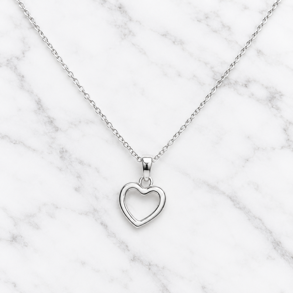 925 Silver Open Heart Pendant Chain