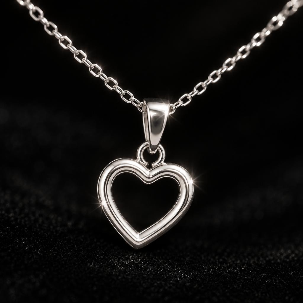 925 Silver Open Heart Pendant Chain