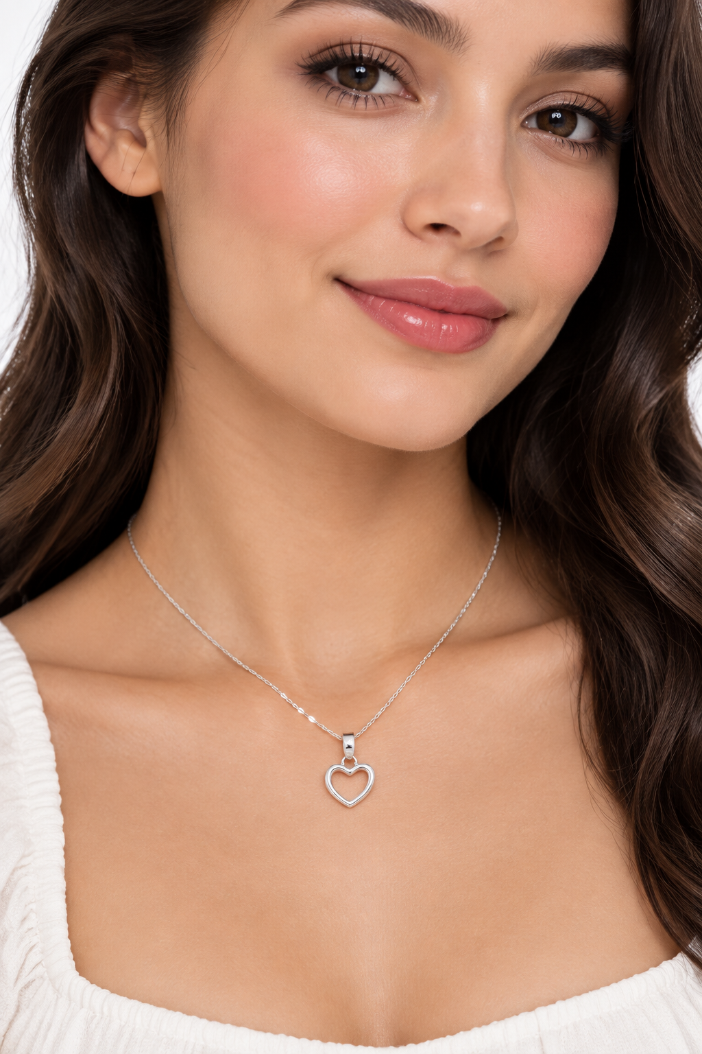 925 Silver Open Heart Pendant Chain