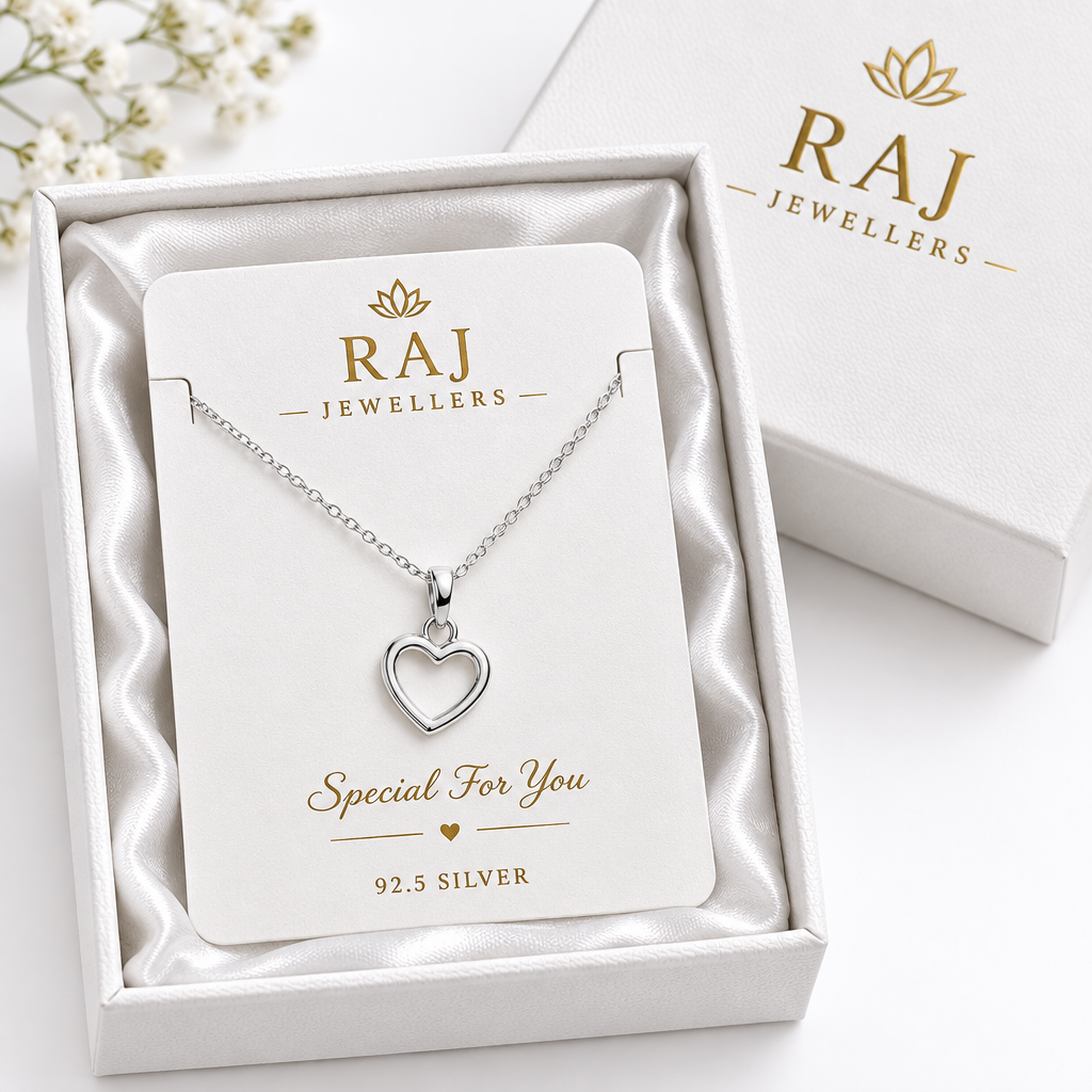 925 Silver Open Heart Pendant Chain