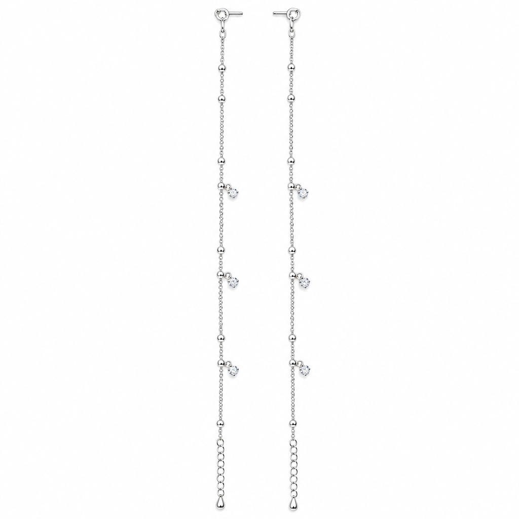 925 silver crystal stone charm anklet on white background