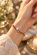 925 silver rose gold glitter bracelet worn on wrist