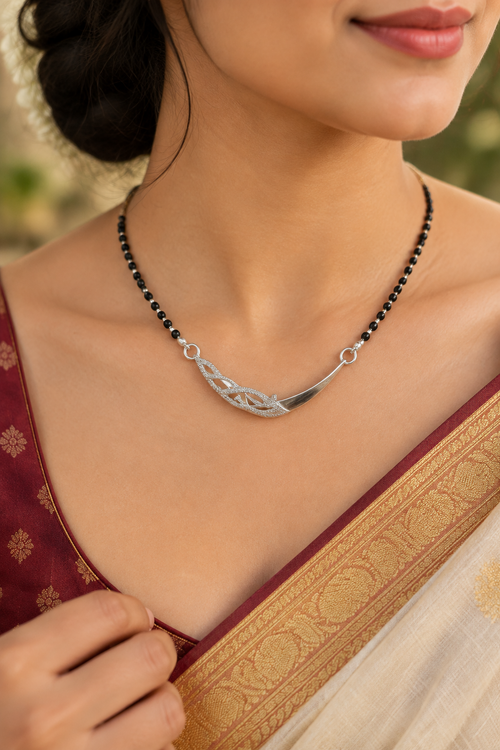 925 Italian Silver Leaf Bar Mangalsutra