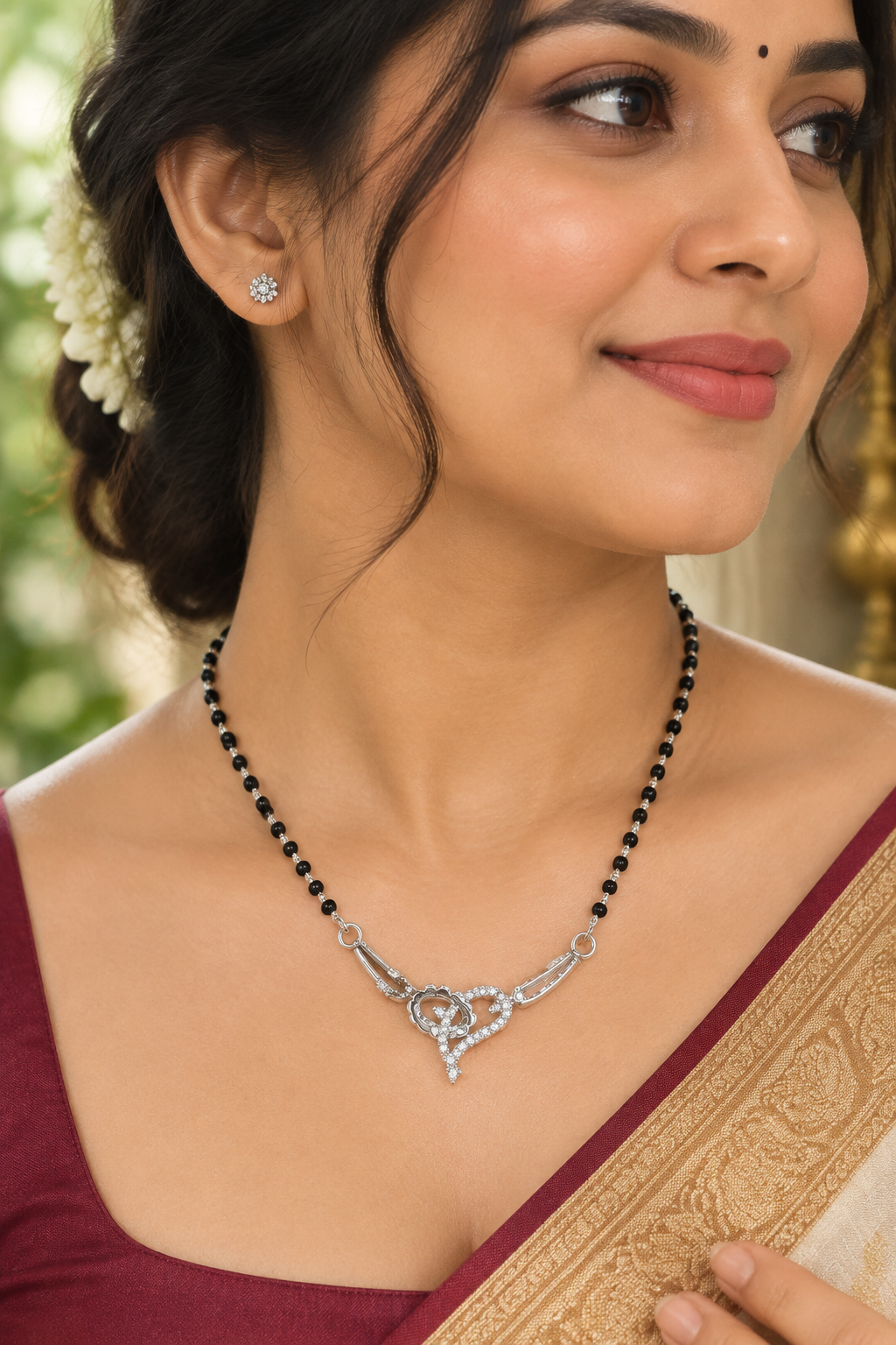 925 Italian Silver Swirl Heart Mangalsutra