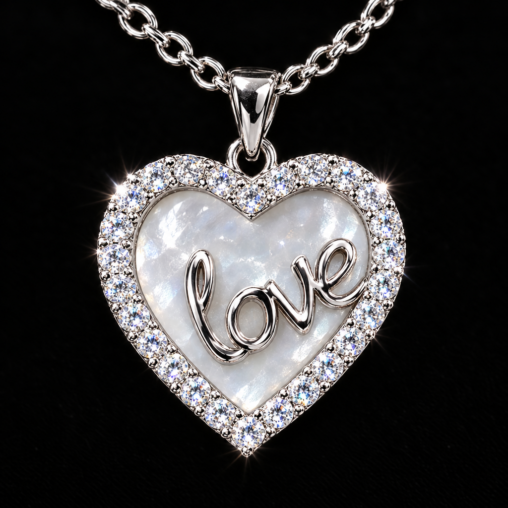 925 Silver Italian Love Heart CZ Pendant Chain