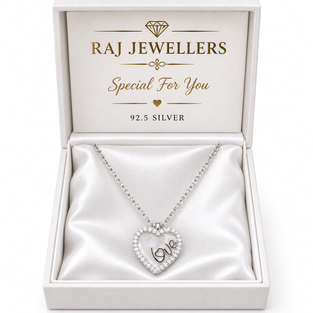925 Silver Italian Love Heart CZ Pendant Chain