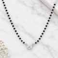 925 Silver Italian Minimalist Mangalsutra | Oval CZ Solitaire Pendant