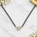 925 Silver Italian Mangalsutra | Round CZ Solitaire Pendant