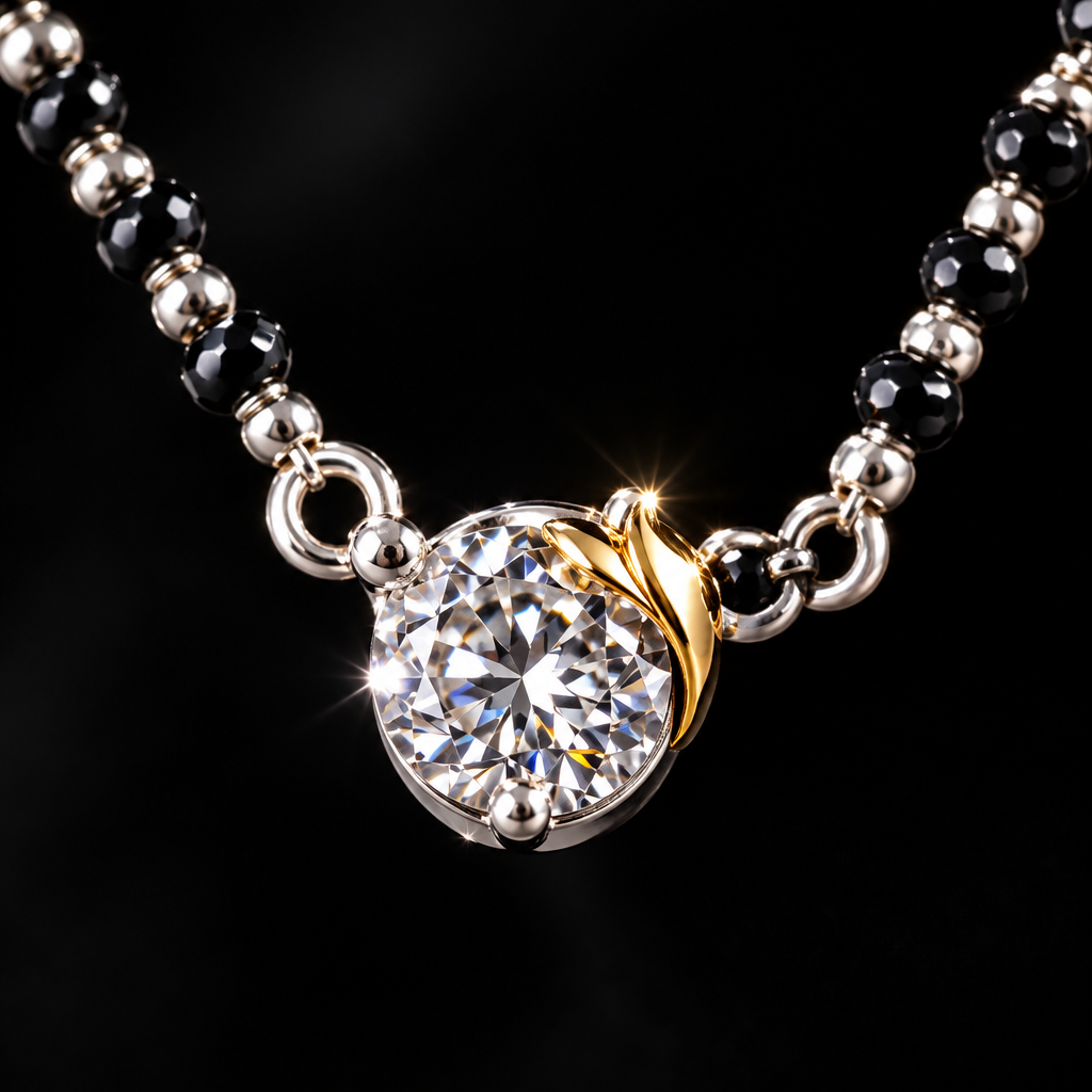 925 Silver Italian Mangalsutra | Round CZ Solitaire Pendant