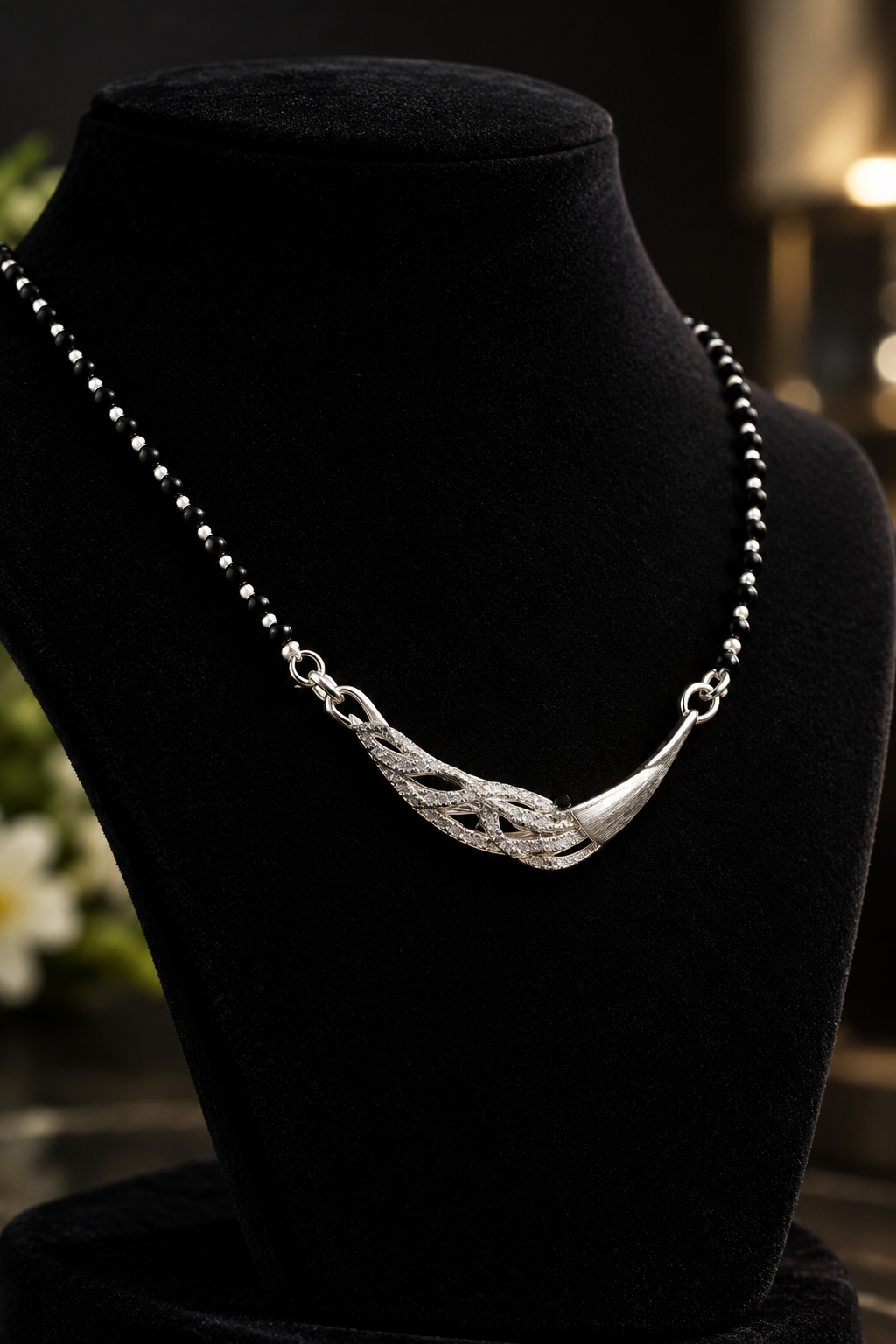 925 Italian Silver Leaf Bar Mangalsutra