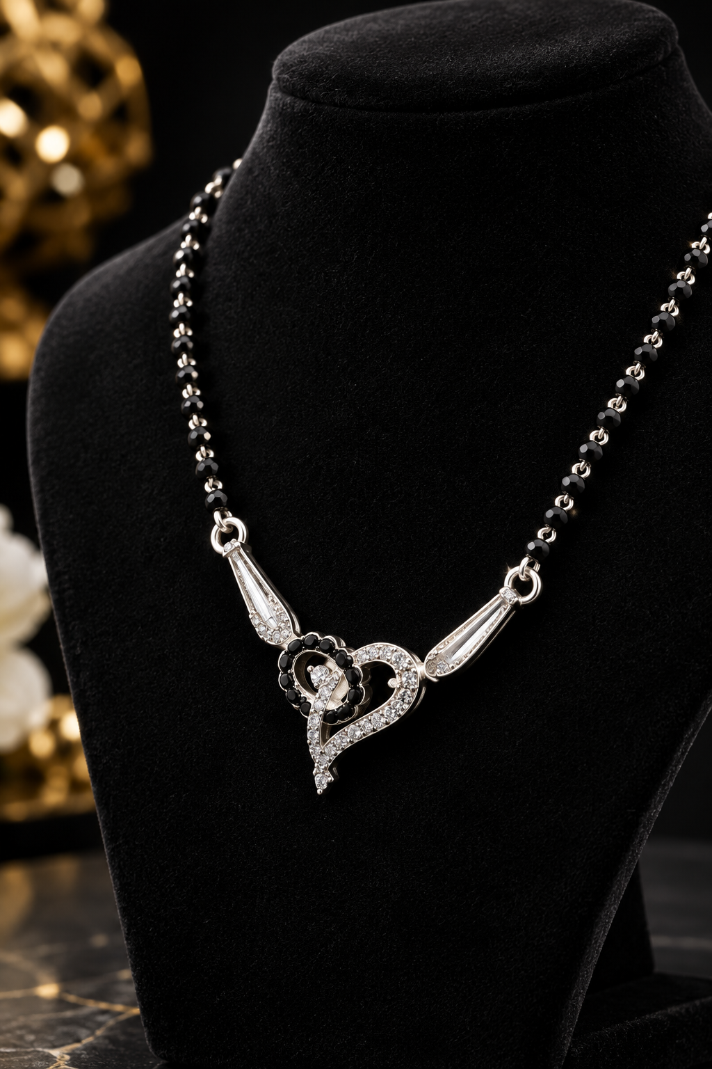 925 Italian Silver Swirl Heart Mangalsutra