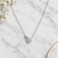 925 Silver Italian Minimalist CZ Solitaire Bezel Pendant Chain